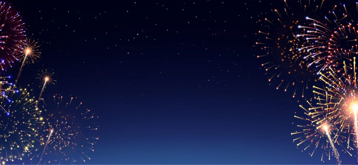 Pyrotechnics And Fireworks Realistic Banner